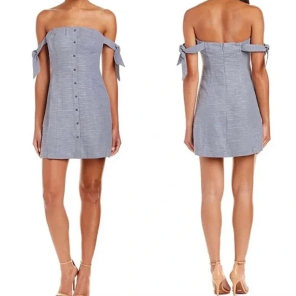 ASTR the Label Araceli Blue Off-the-Shoulder Dress, Medium
